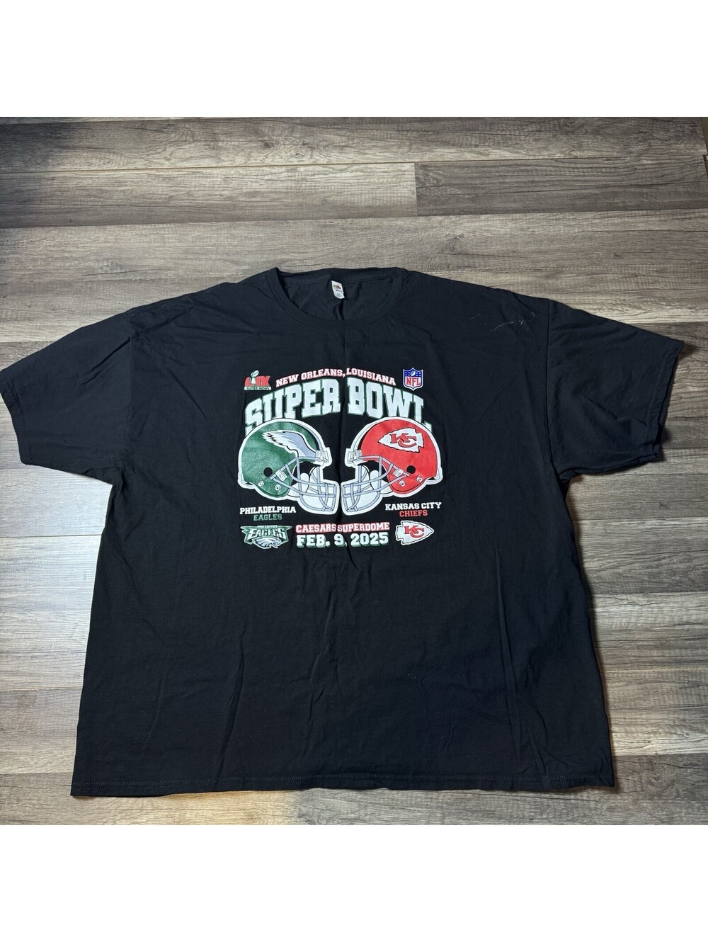 Super Bowl LIX 2025 Eagles vs Chiefs T-Shirt Mens 3XL Black NFL